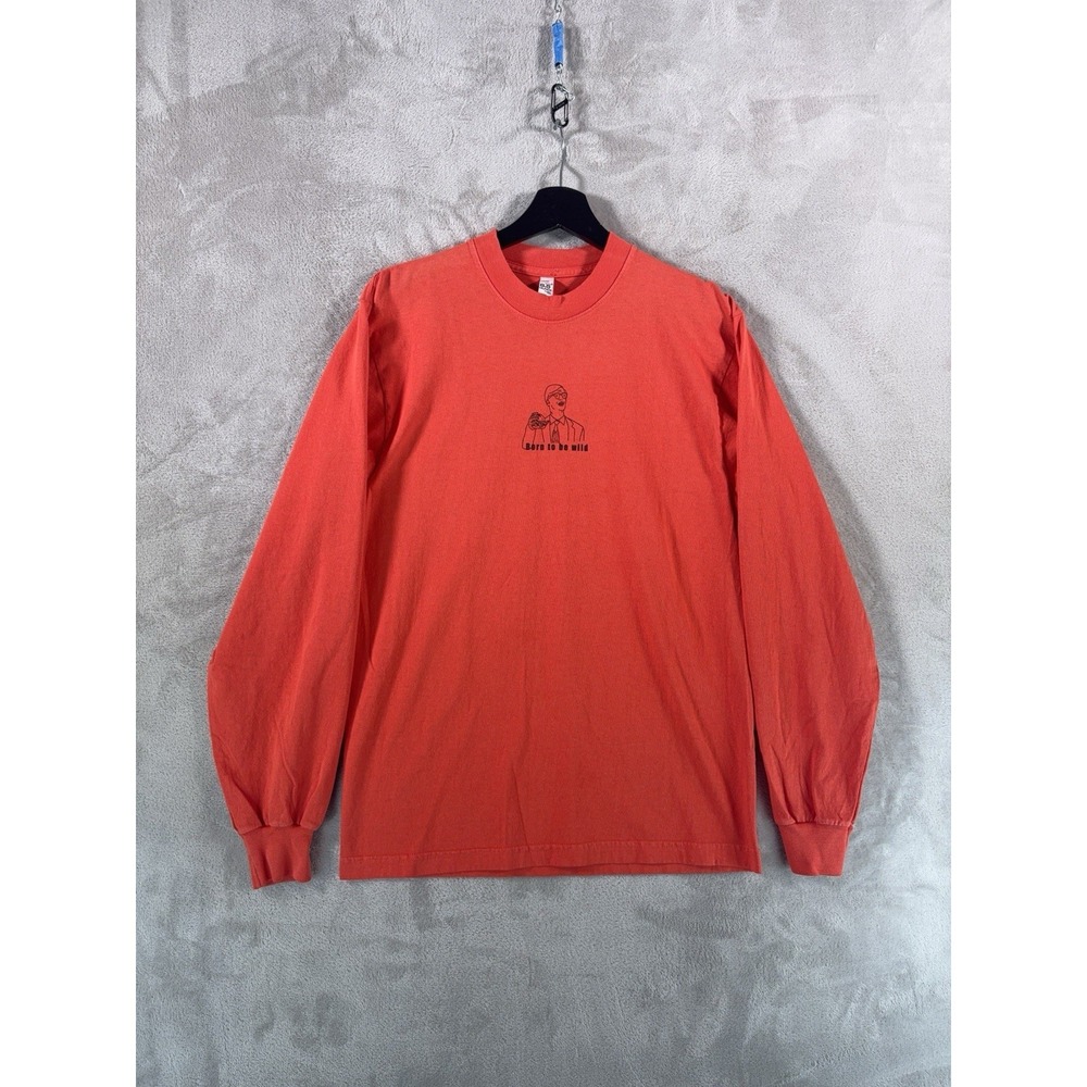 Los Angeles Apparel 6.5oz Long‎ Sleeve Shirt Mens Size Small Orange Graphic